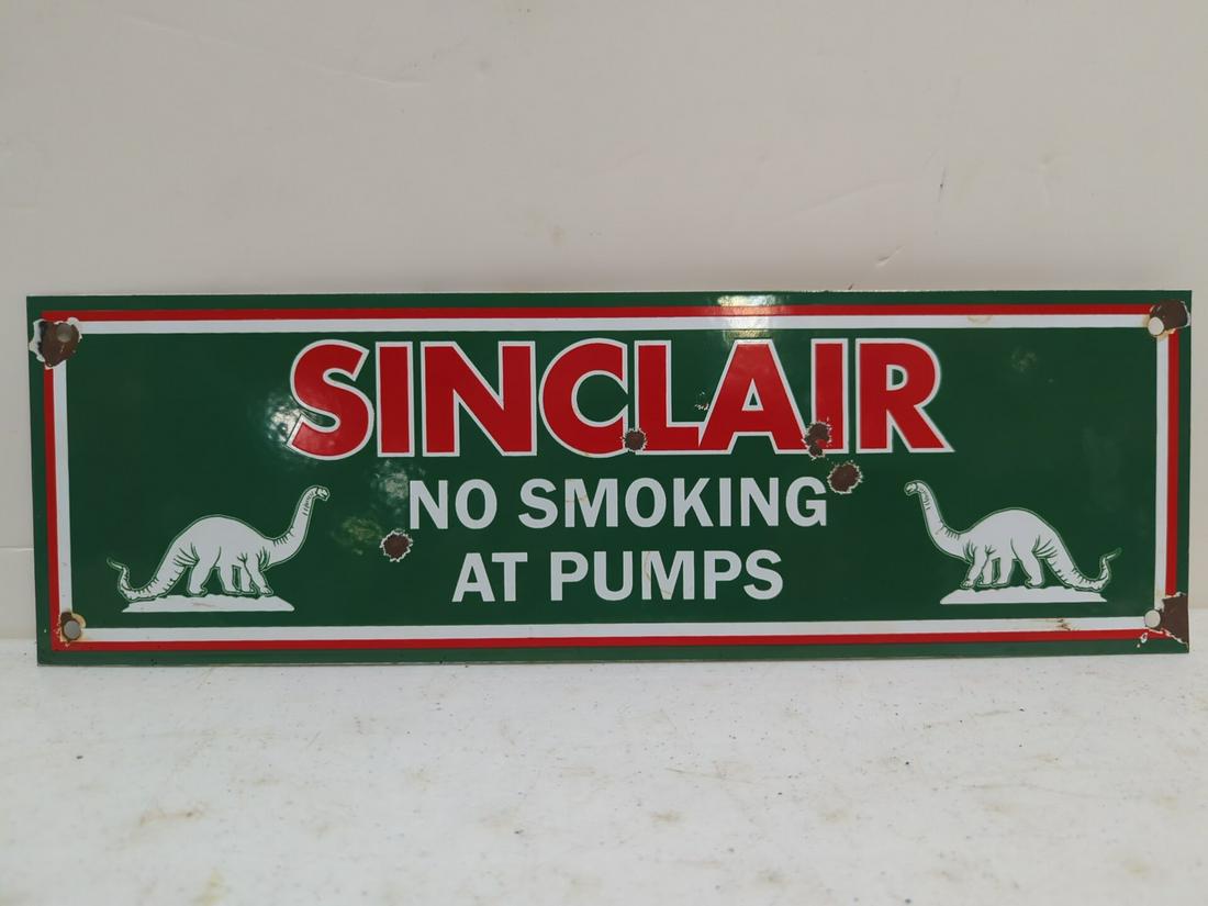 Porcelain Sinclair single sided "No Smoking" sign (1 of 4)