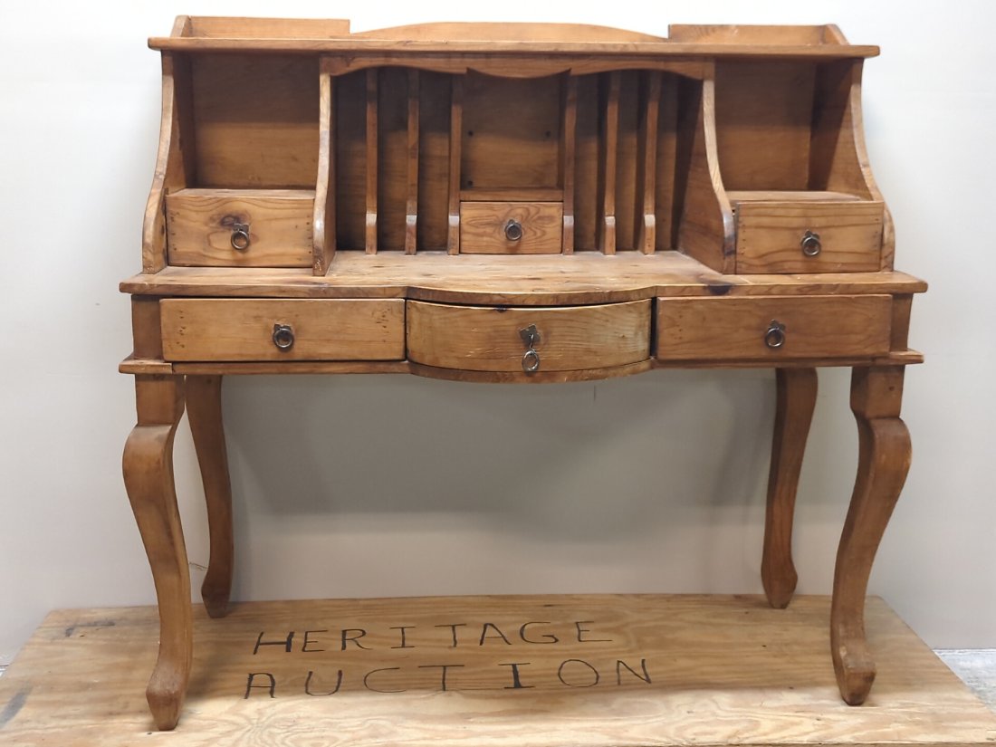 Pine open desk and chair (1 of 5)