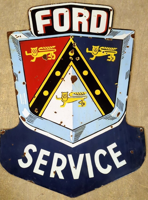 Ford Service double sided porcelain sign (1 of 9)