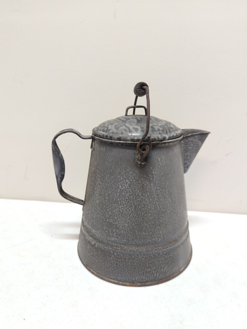 Gray Graniteware coffee pot (1 of 3)