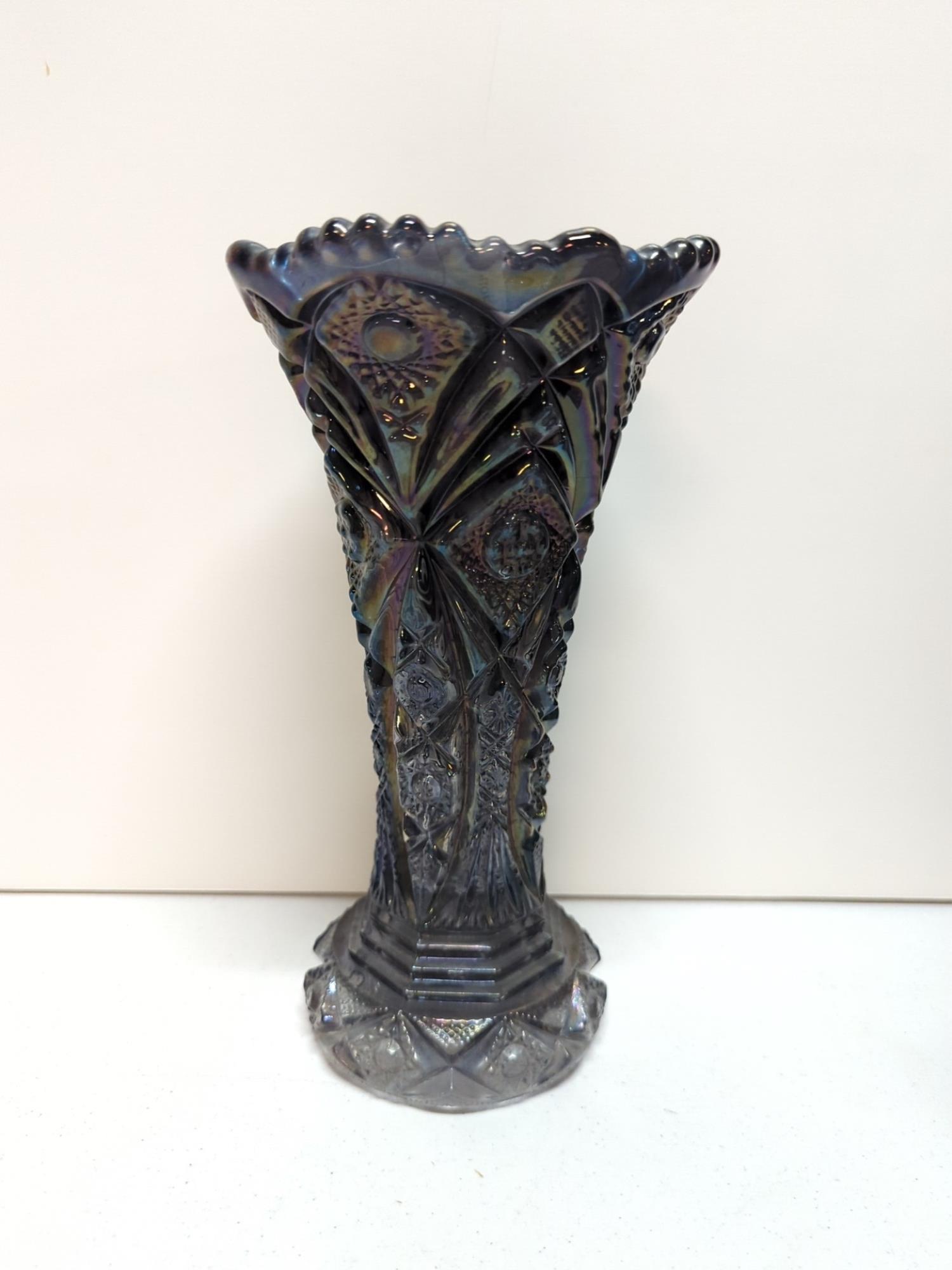 Imperial Carnival glass Amethyst Vase (1 of 2)