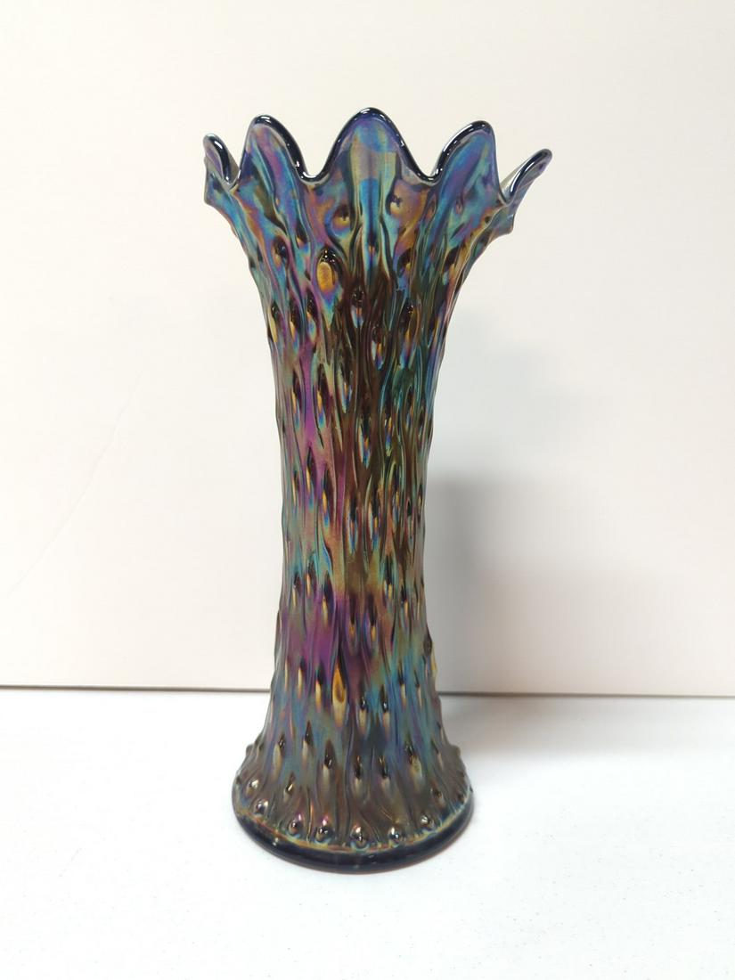 Antique purple carnival glass Tree Trunk Vase (1 of 2)