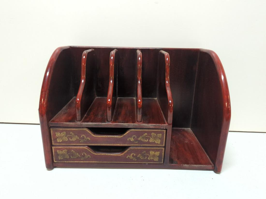 Asian Red lacquer desk organizer (1 of 4)