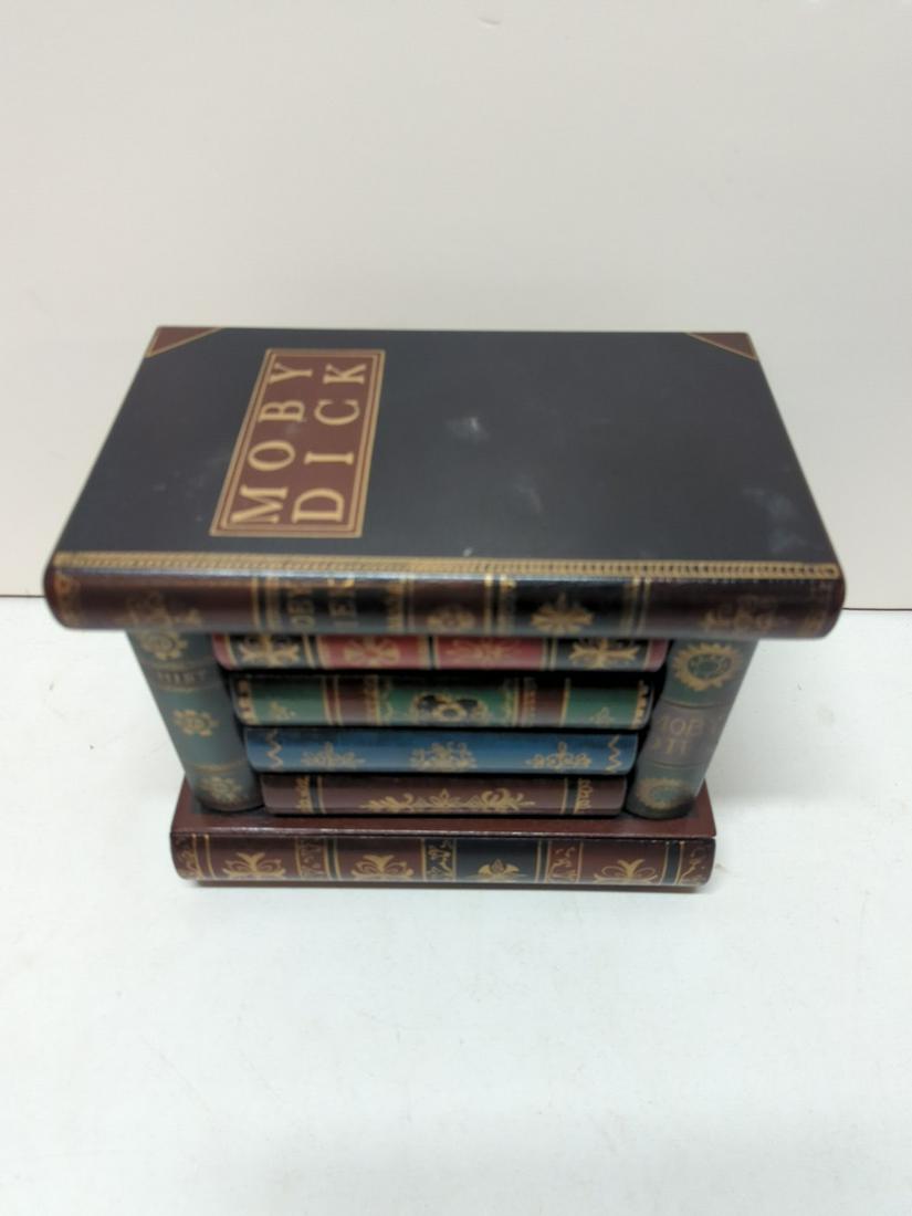 Moby Dick Book table top jewelry box: 14" w x 9" d x 12 1/2" T good condition