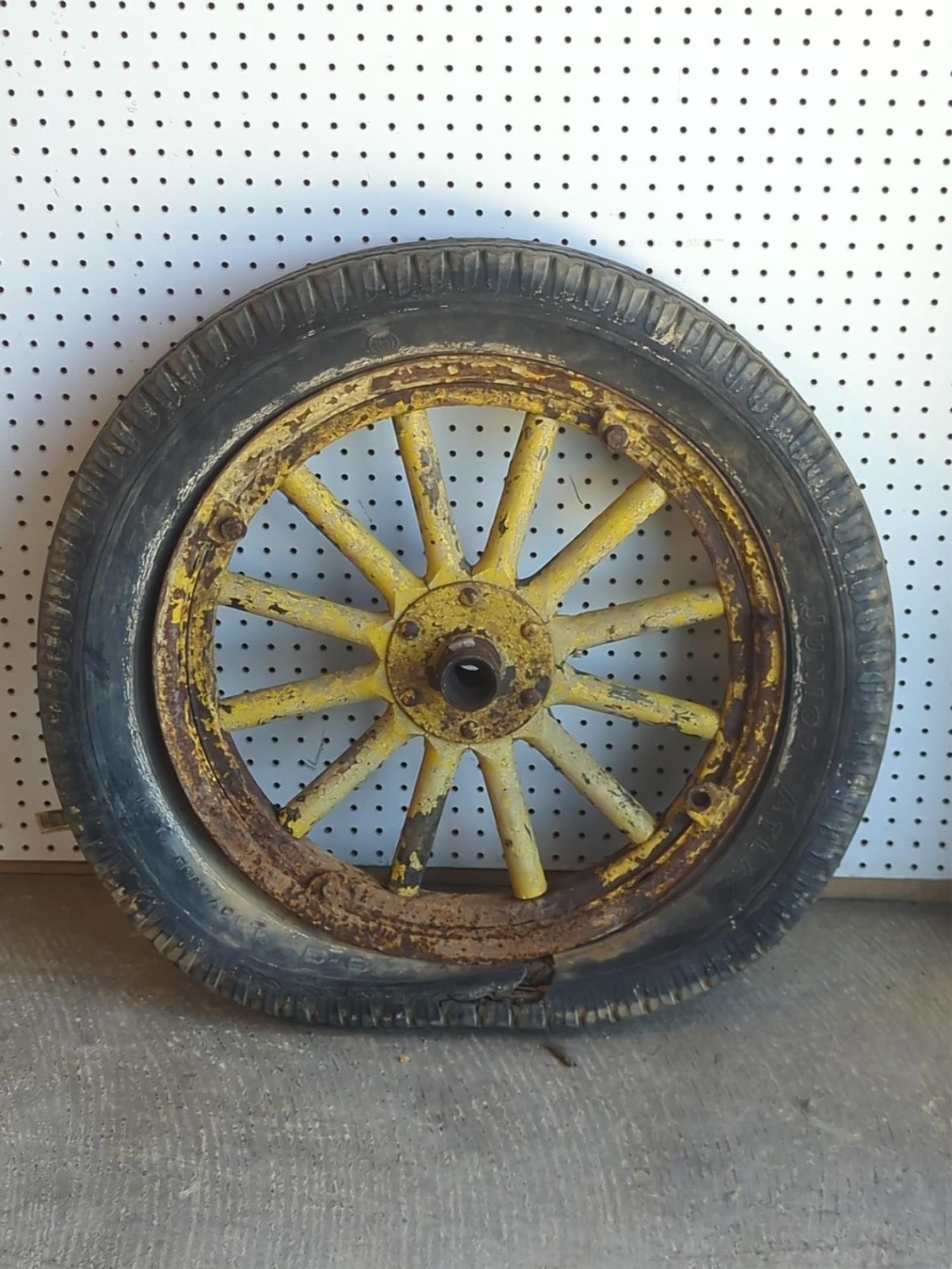 40 / 41.50 A Model Wooden spoke wheel: Tire is bad but the rest is in good shape