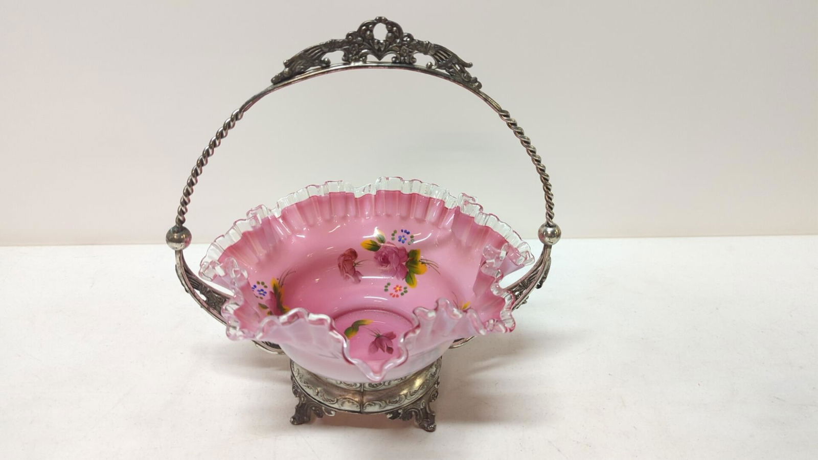 Antique Fenton Floral Brides Basket (1 of 3)