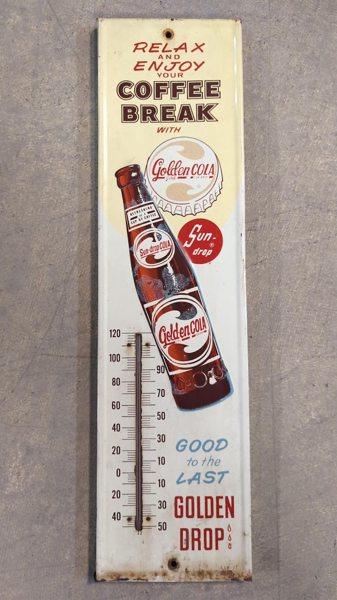 Vintage Tin Golden Cola Thermometer (1 of 2)