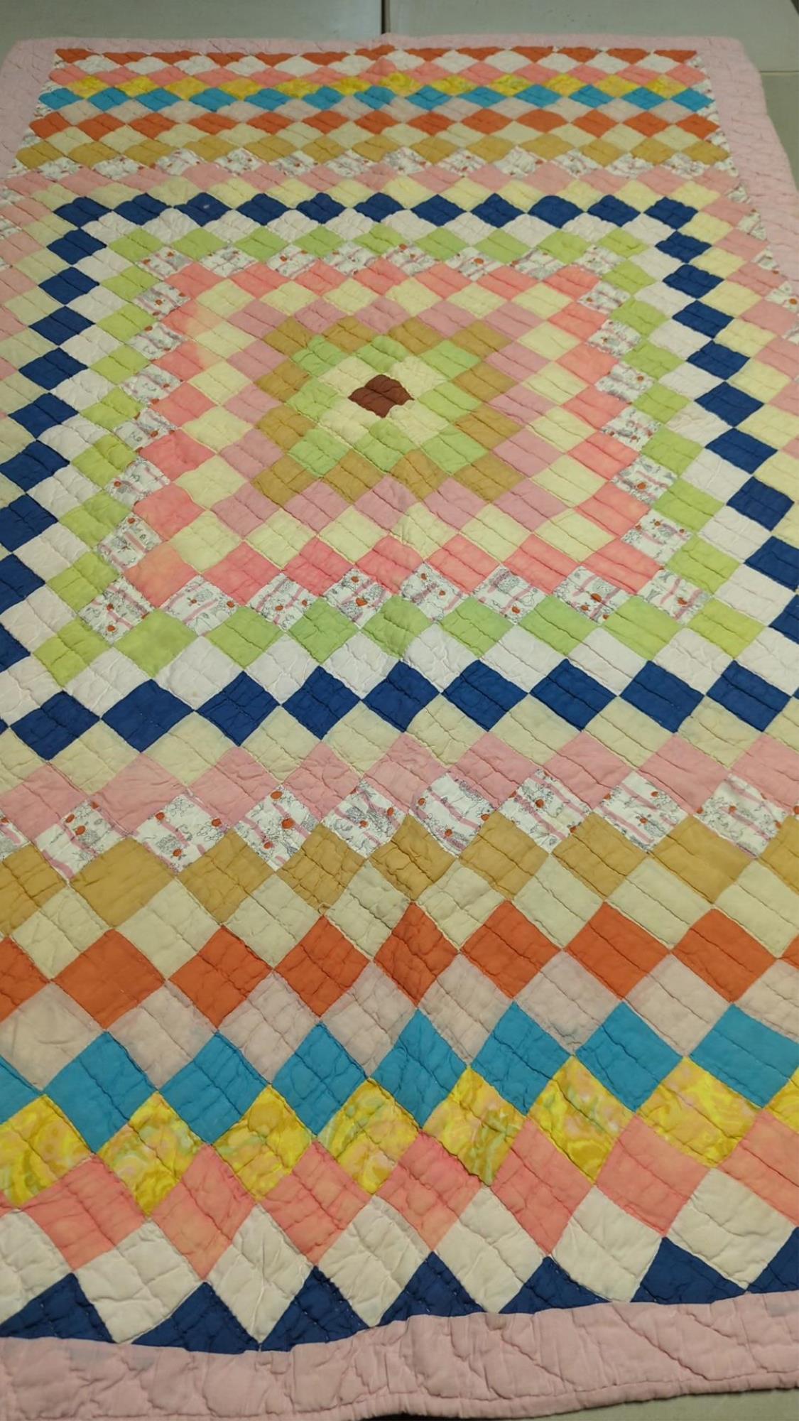 Vintage Patchwork multicolor hand made quilt (1 of 3)