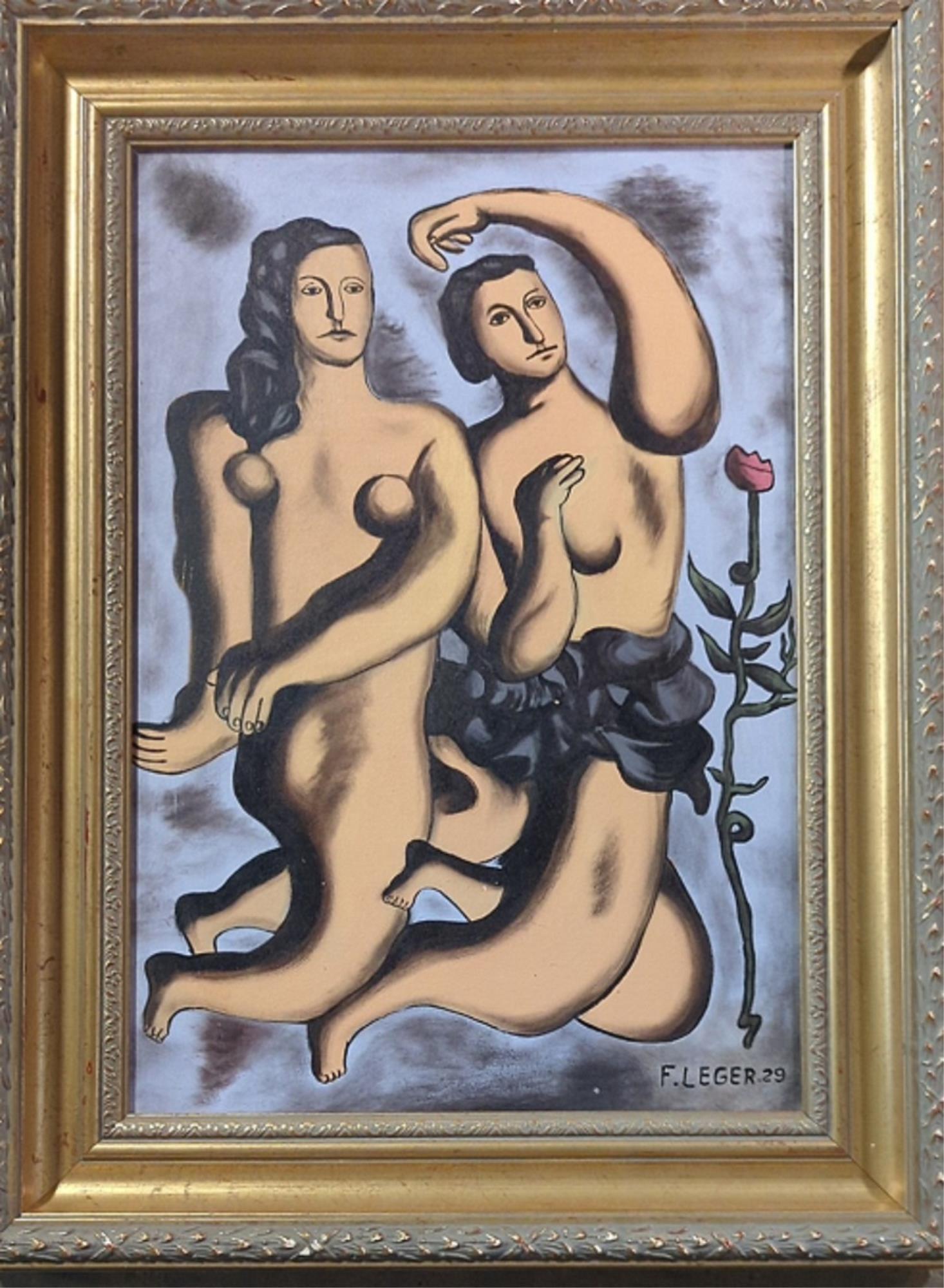 Leger oil on canvas - Adam & Eve: 22 3/8" x 29 3/4"