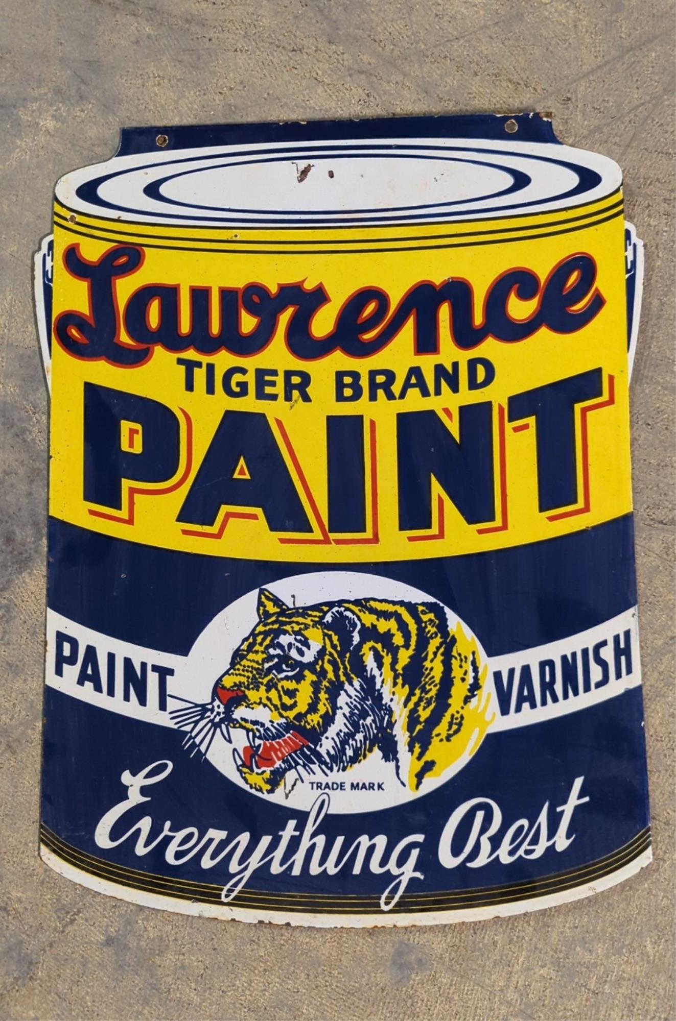 Lawrence Tiger Brand Paint double sided sign (1 of 6)