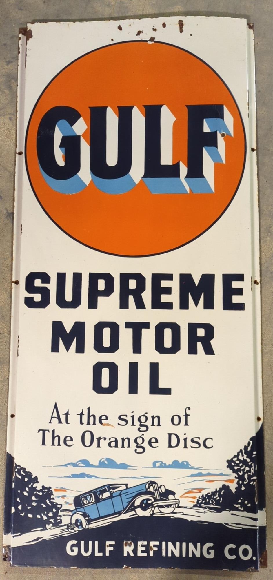 Gulf Supreme Motor Oil porcelain single sided sign (1 of 6)