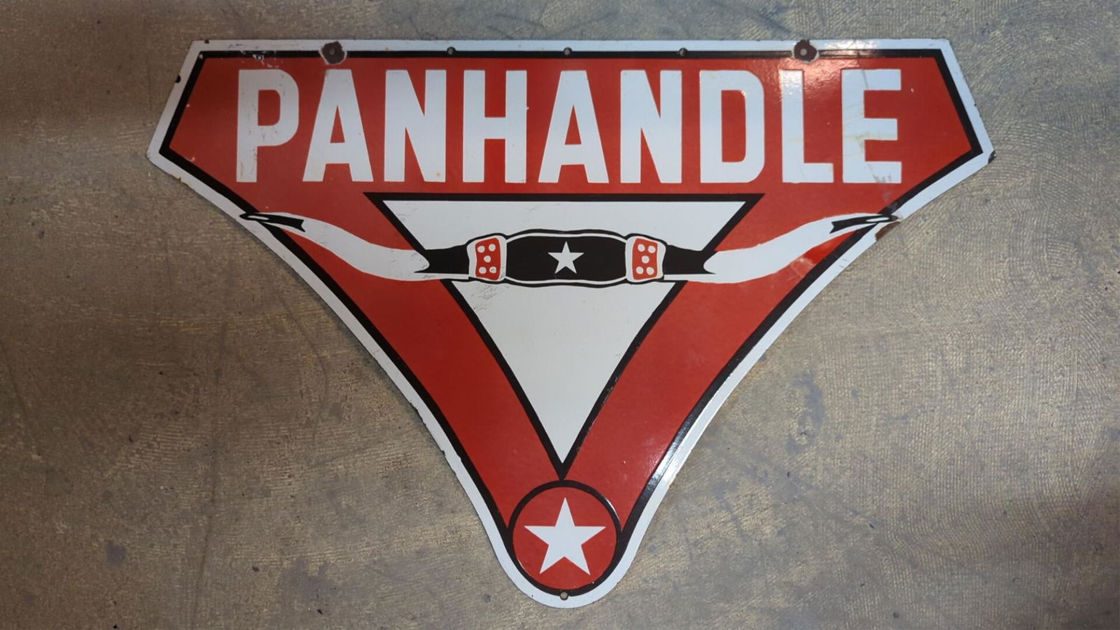Porcelain Pan Handle Gasoline single sided sign (1 of 3)