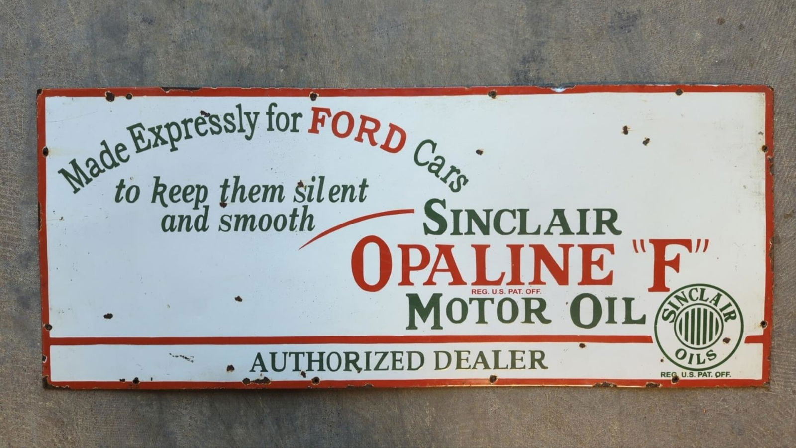 Porcelain Sinclair Opaline "F" Motor oil sign (1 of 4)