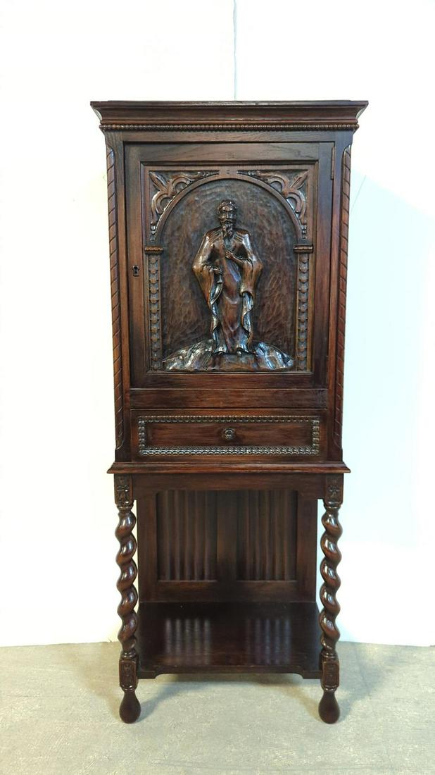 Antique Barley Twist Carved Bar Cabinet (1 of 5)