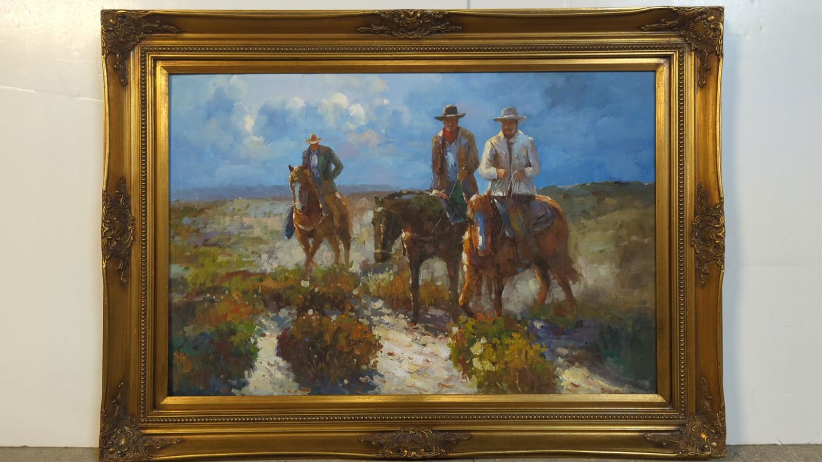 Large Framed oil on canvas  -  3 Cowboys (1 of 1)