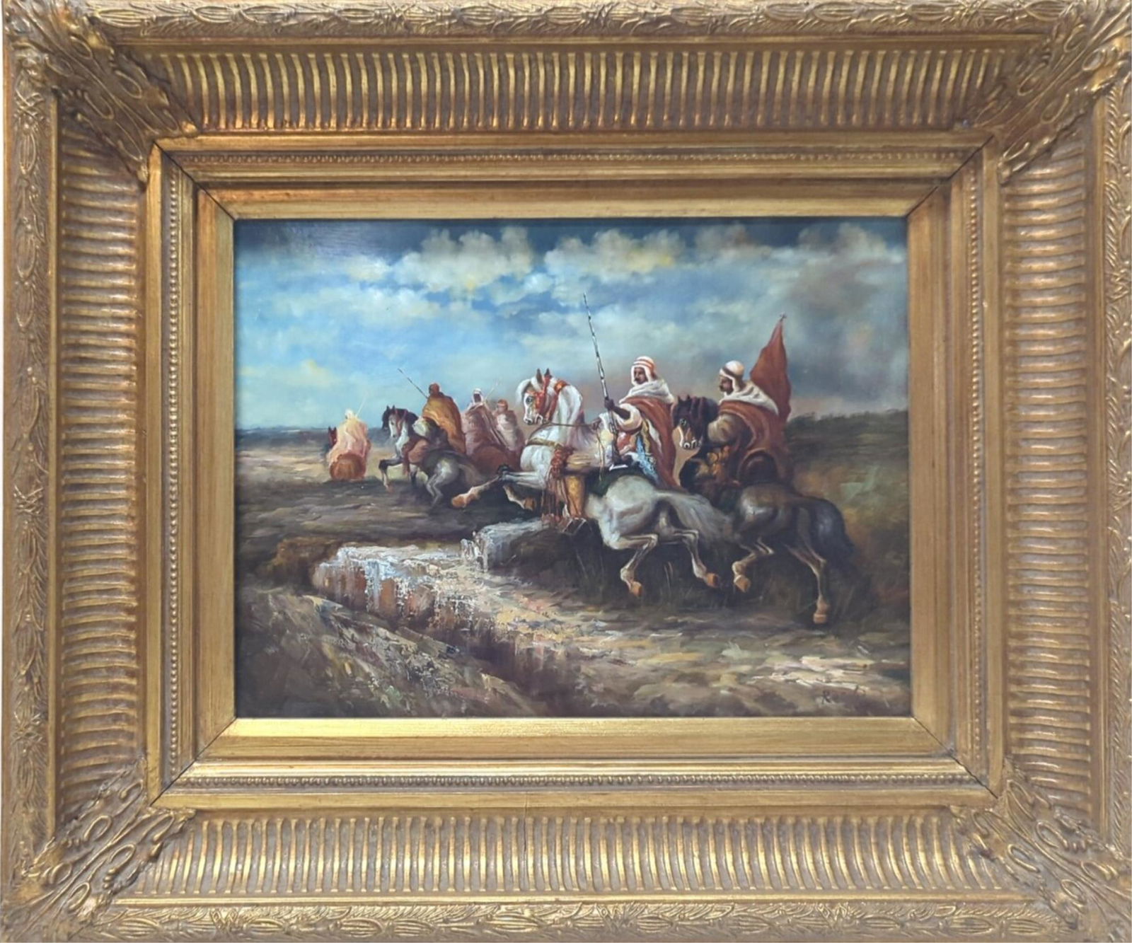 Signed oil on board - "Arab Warriors" (1 of 2)