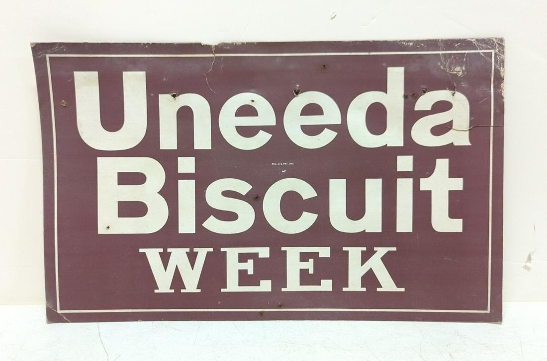 Vintage Cardboard "Uneeda Biscuit" Sign (1 of 2)