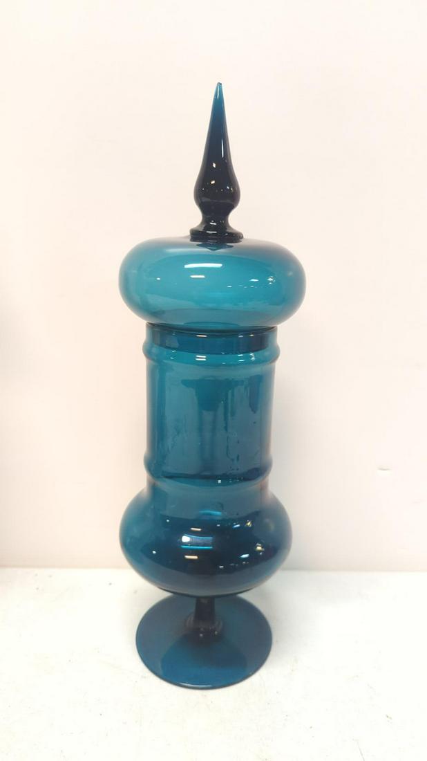 Vintage Blue Empoli Italian glass apothercary jar (1 of 2)