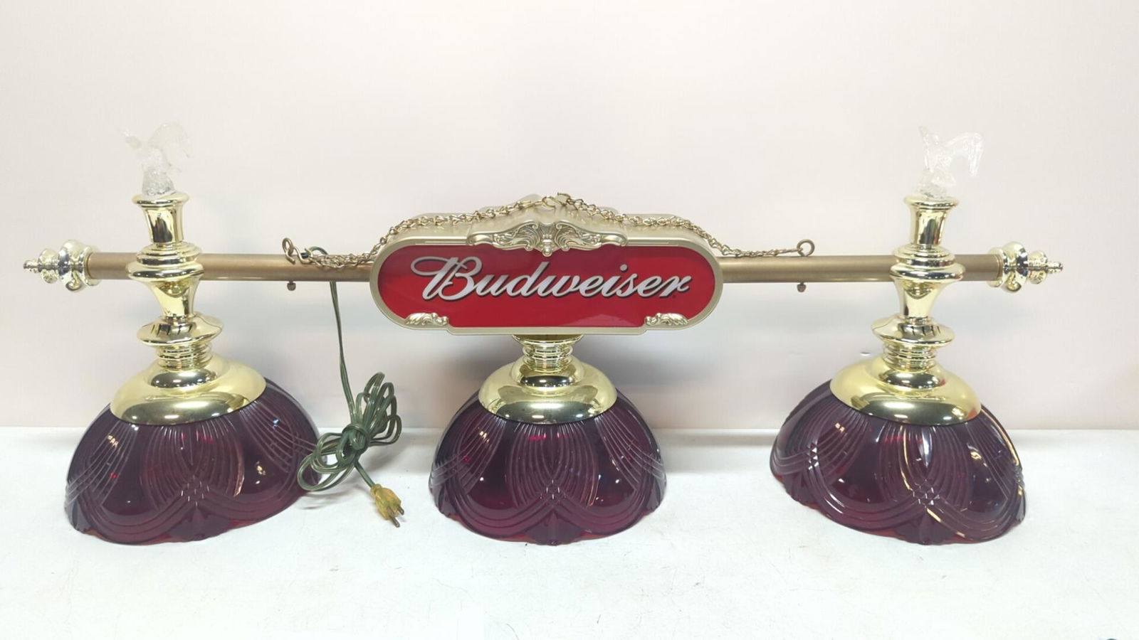 Budweiser Pool Table light: 3 lite - eagles on top 48" L good condition