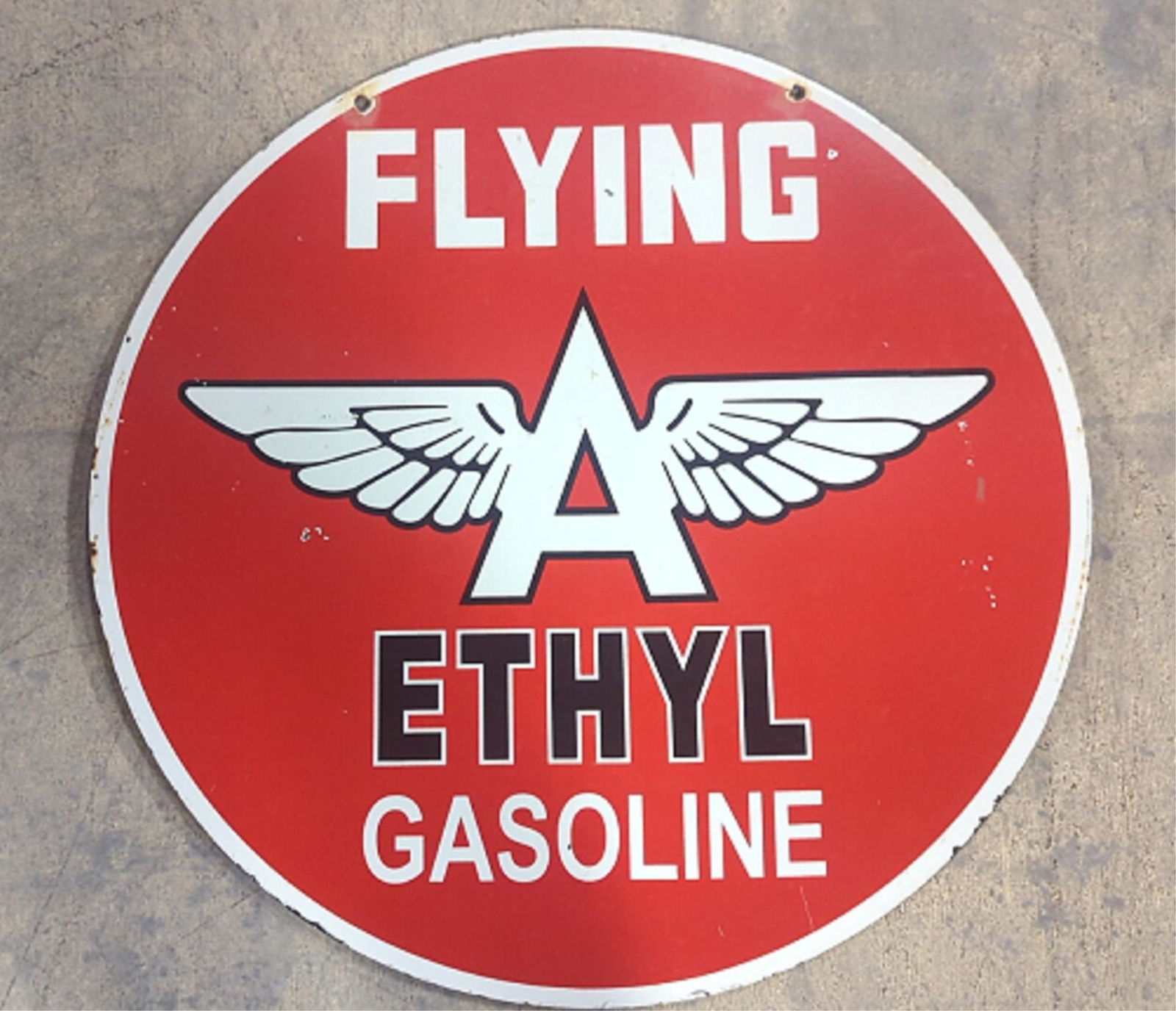 30 " Porcelain Flying A Ethyl Gasoline sign (1 of 5)