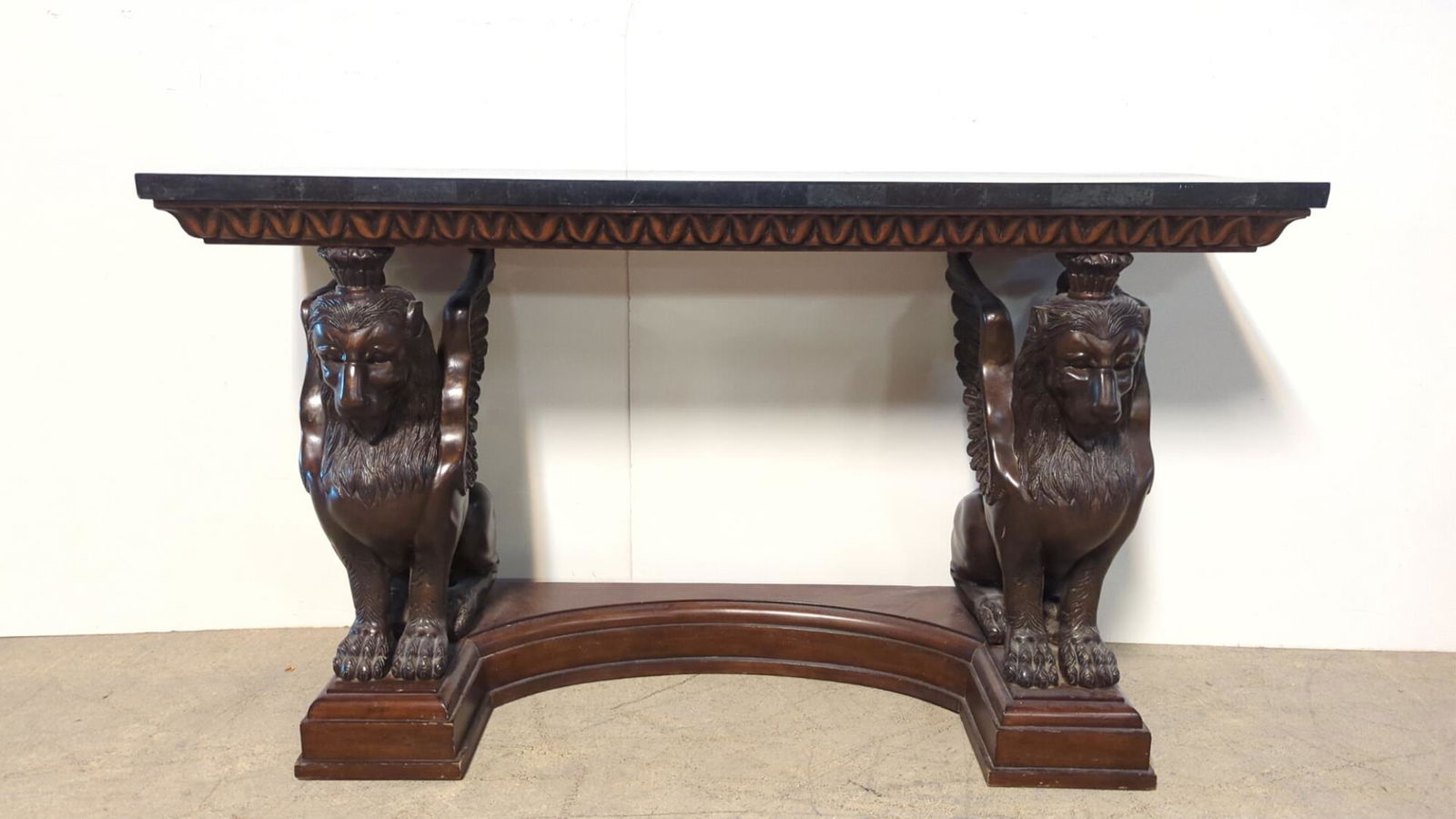 Console table with 2 winged Griffins pedestals (1 of 3)