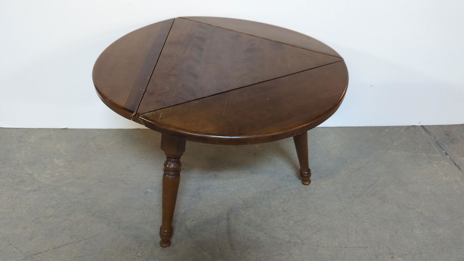 Unique Drop Leaf Triangle / Round side table (1 of 5)