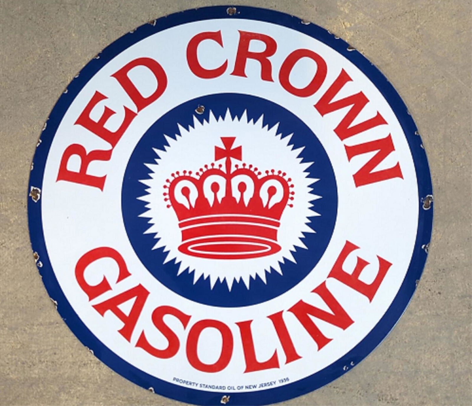 30" Porcelain Red Crown gasoline double sided sign (1 of 7)