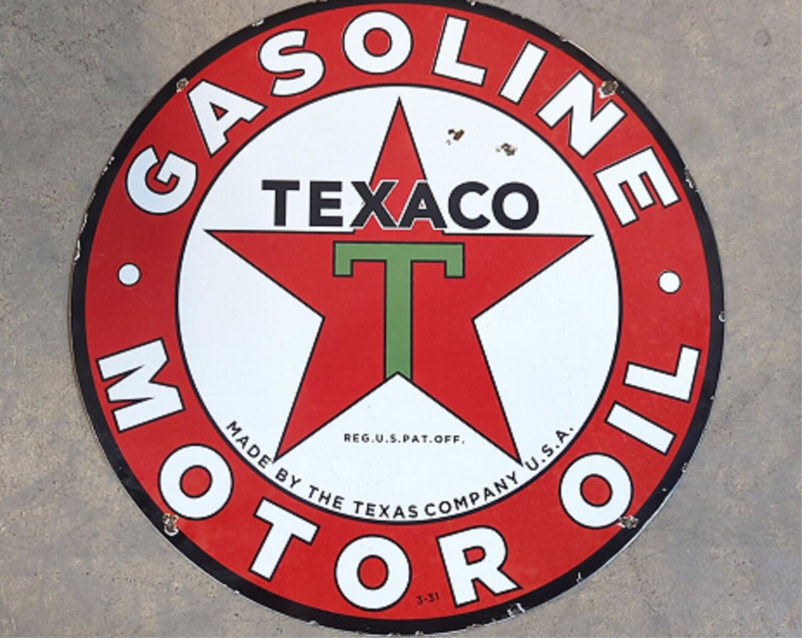 26" Porcelain Texaco Gas & Motor oil double sided sign (1 of 8)