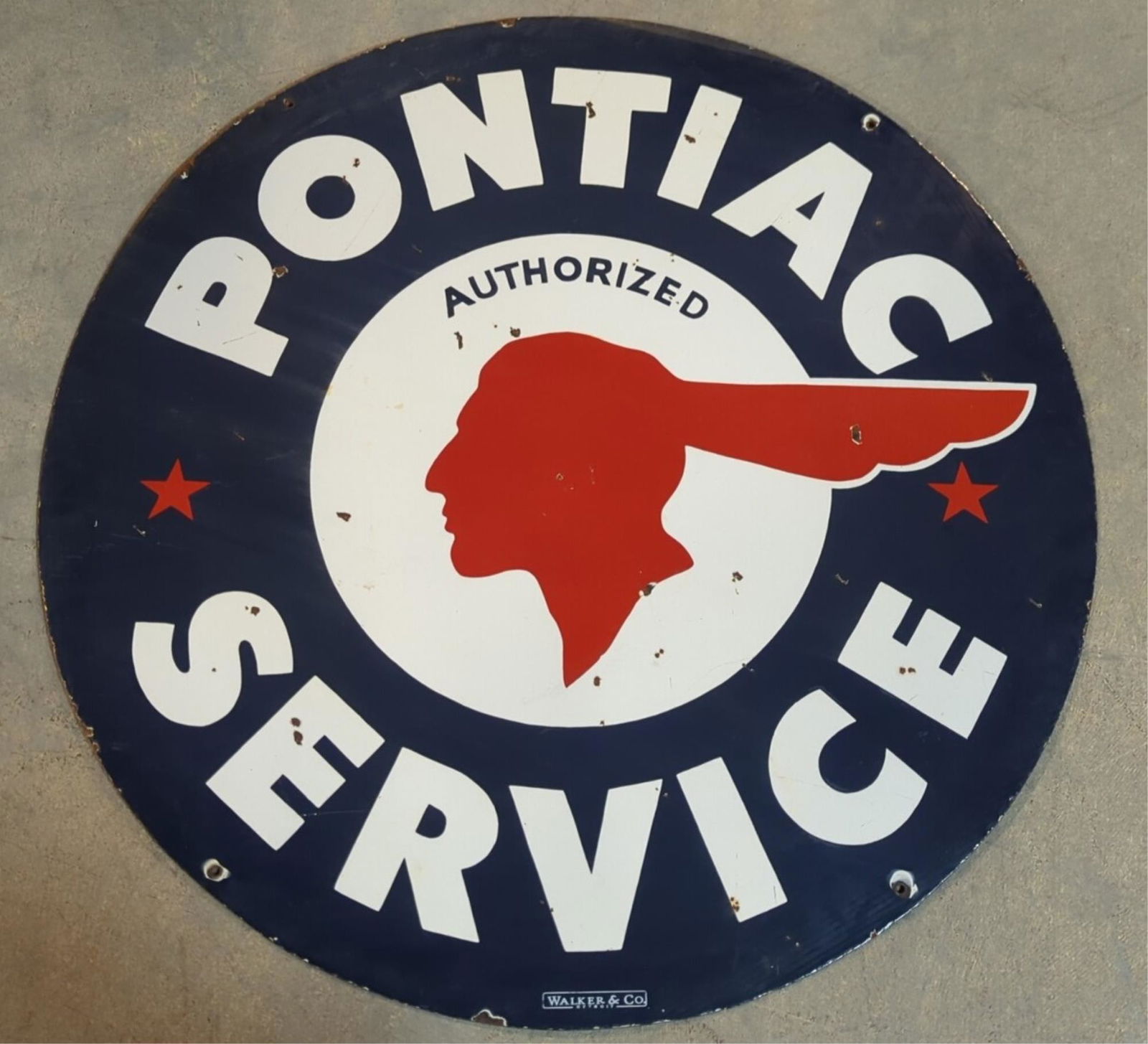 42" Walker & Co., Porcelain Pontiac sign (1 of 7)
