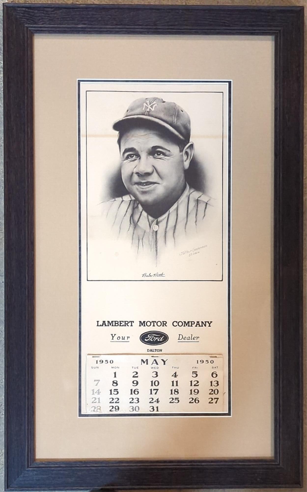 Original 1950 Ford Motor Co. Dealership Calendar with Babe Ruth (1 of 3)