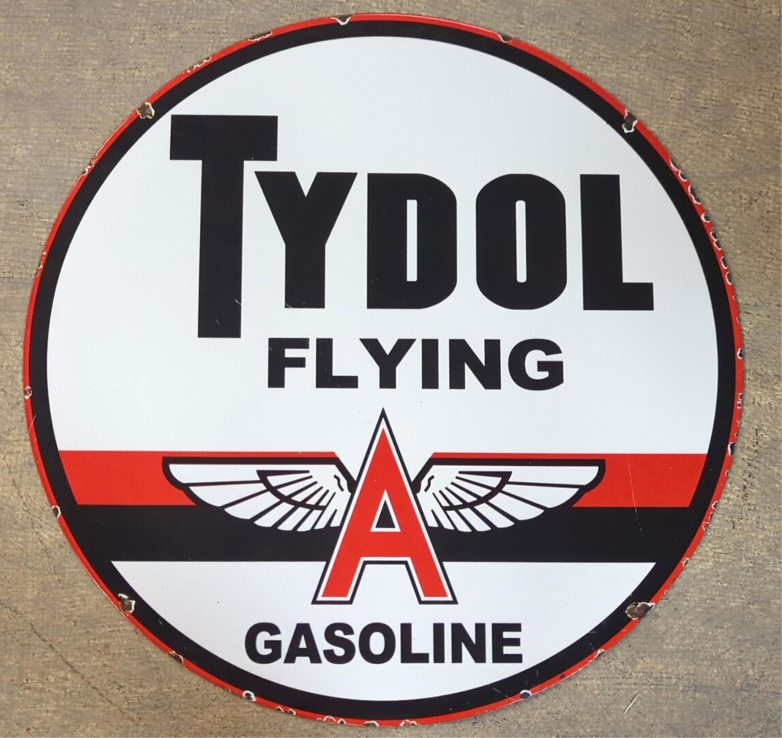 24" Porcelain Tydol Flying A Gasoline sign (1 of 8)