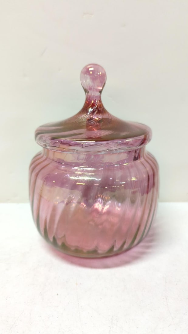 Vintage Cranberry Swirl cracker jar (1 of 2)