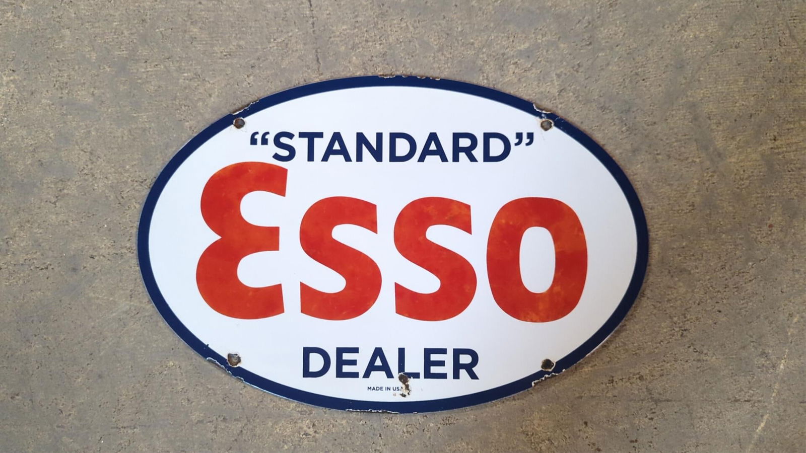 Porcelain Oval Esso Dealer single sided sign (1 of 4)