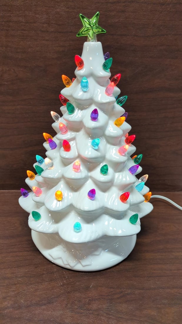 Ceramic Lighted White Christmas Tree Auction