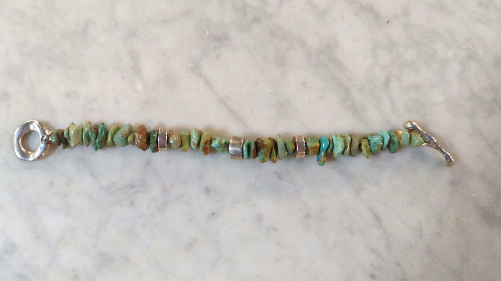 Vintage Turquoise & Sterling silver bracelet: Robert Lee Morris RLM 8" long marked .925 RLM