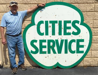 Original Porcelain 6 ft.Cities Service clover Sign