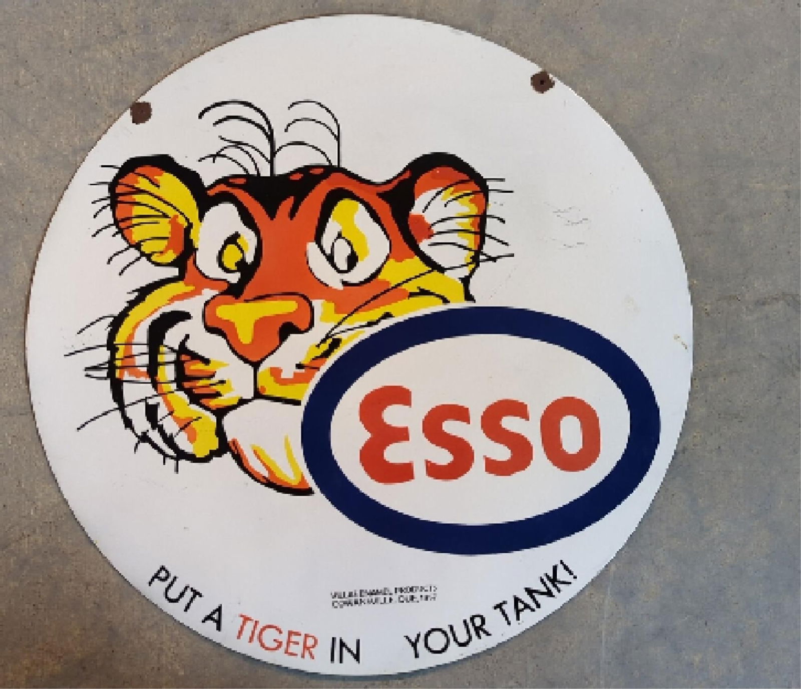 30" Porcelain Esso Tiger Sign (1 of 6)