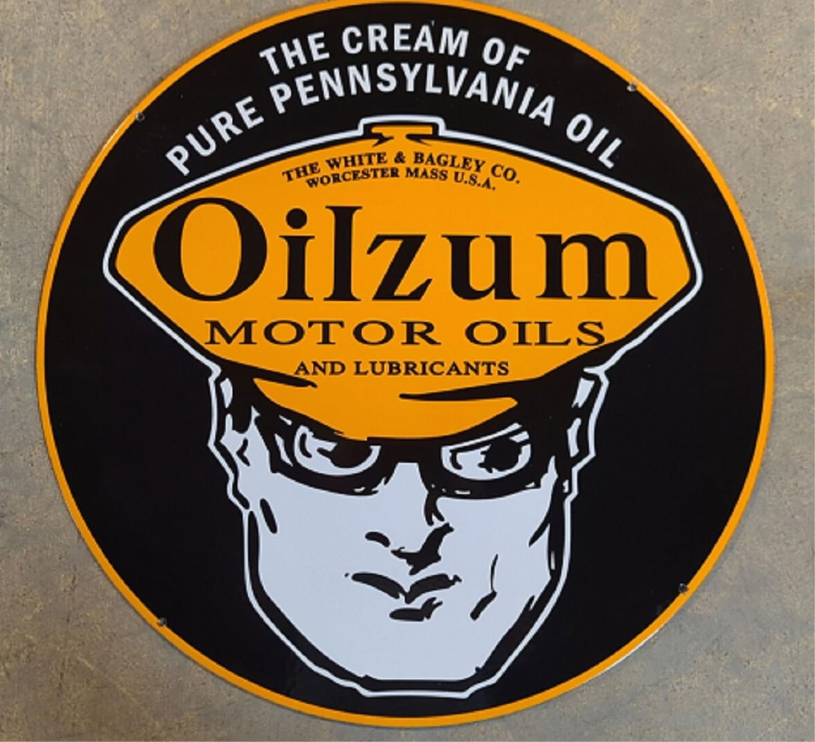 24" Double Sided Oilzum Porcelain sign (1 of 6)