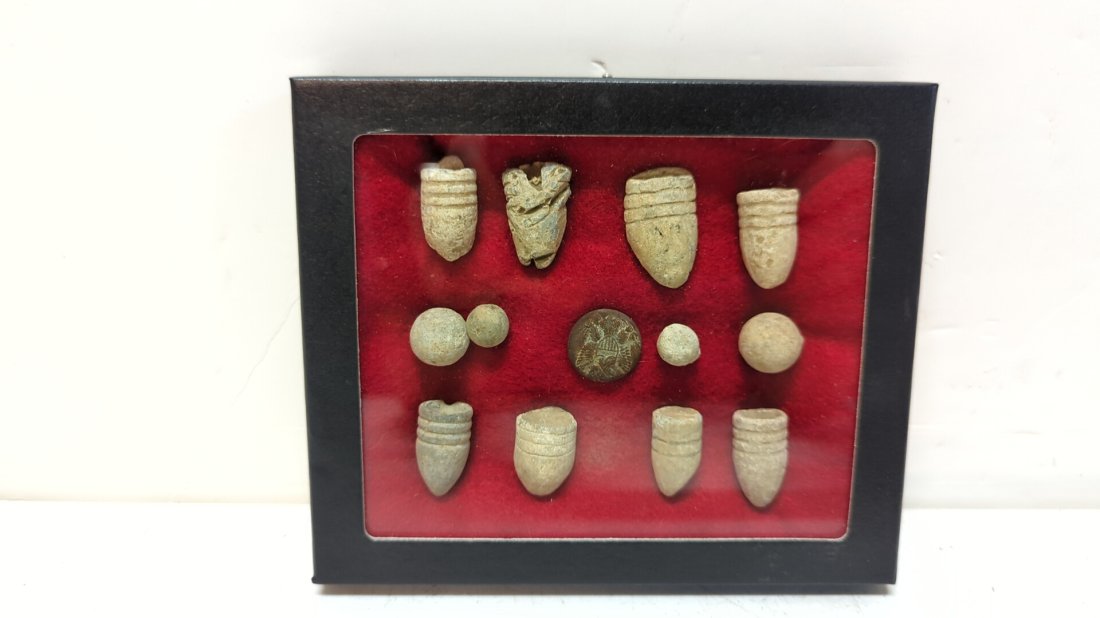 Civil War Relics: Mini balls and lead bullets and 1 button 13 pieces