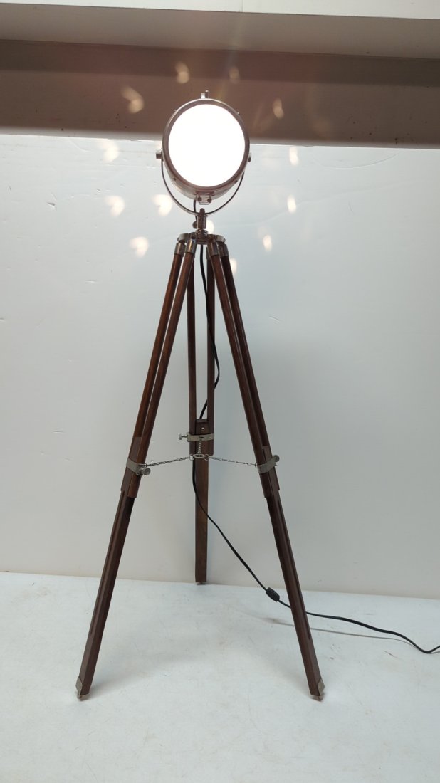 Theater Nautical Spotlight floor lamp on tripod (1 of 2)