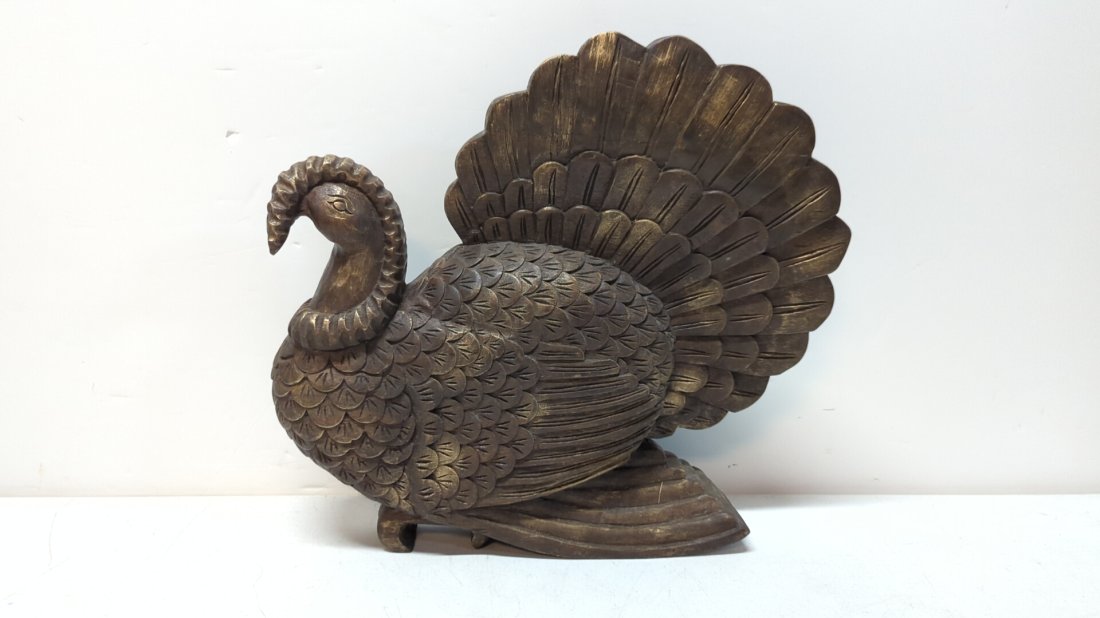 large Carved wooden turkey: maker unknown 18" L x 6 3/4" T