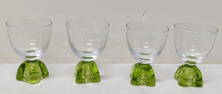 (4) Fostoria Capri Green Stem cordials