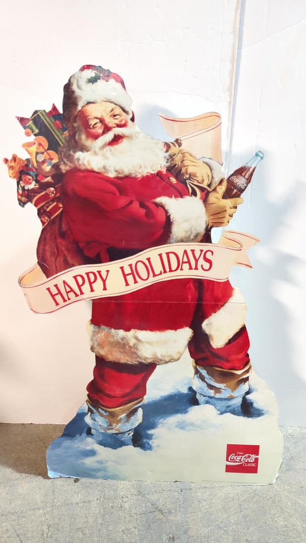 Vintage Coca Cola Cardboard Standup Santa: 50 1/2" T x 30 1/2" W
