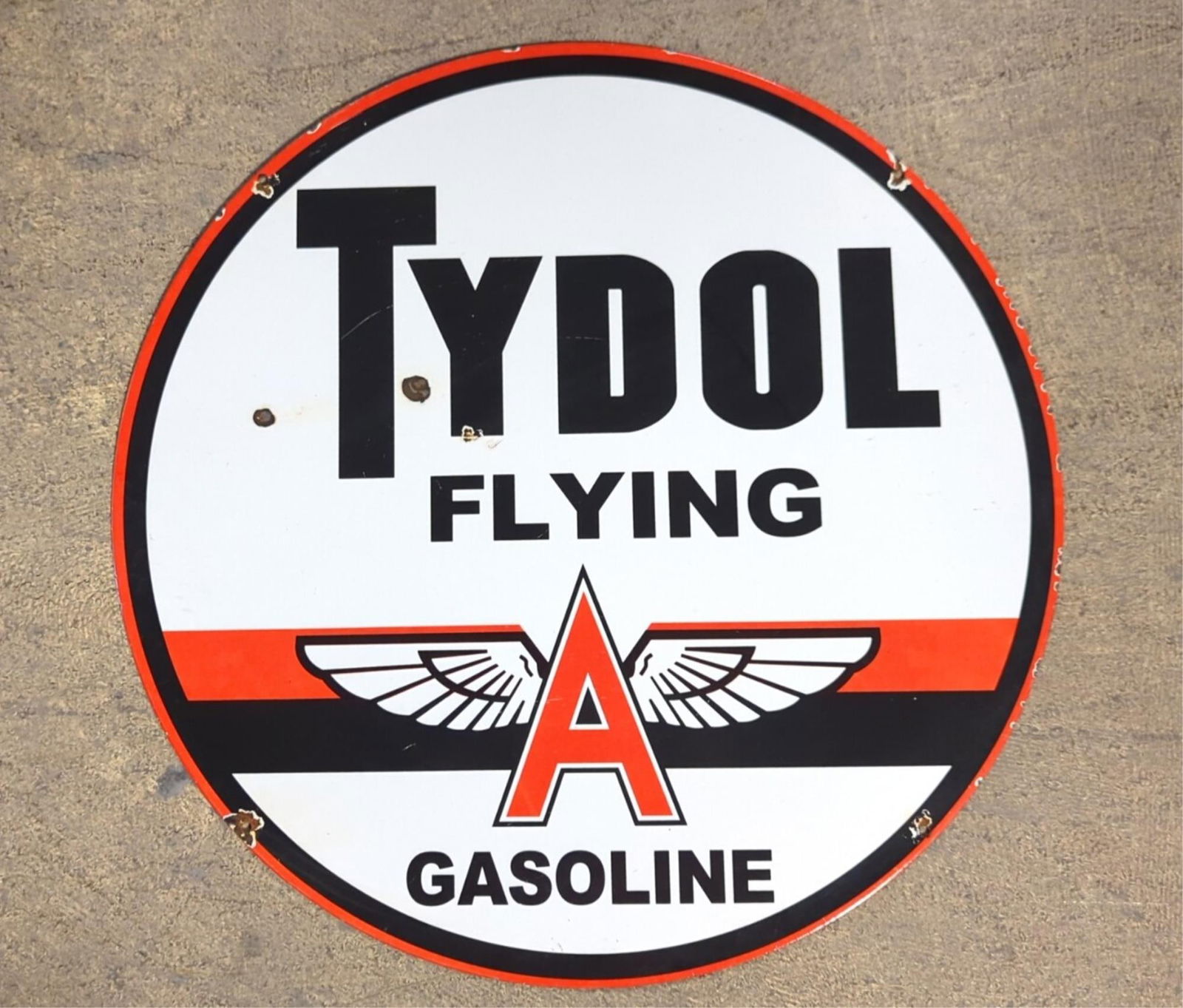 24" Porcelain Tydol Flying A Gasoline sign (1 of 7)