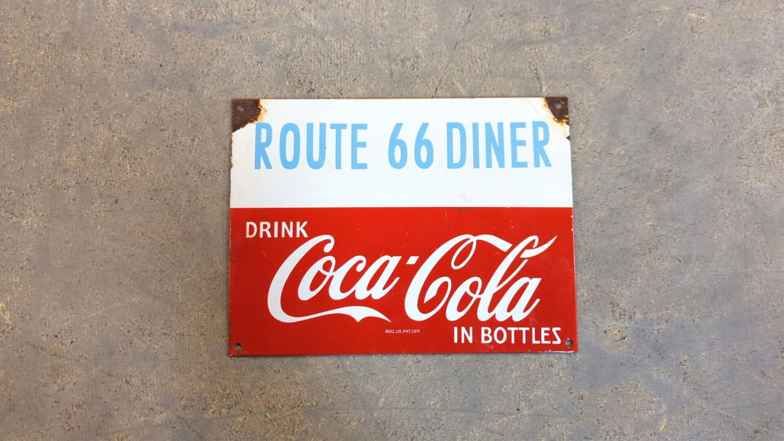 Porcelain Route 66 Diner Coca Cola Sign (1 of 3)