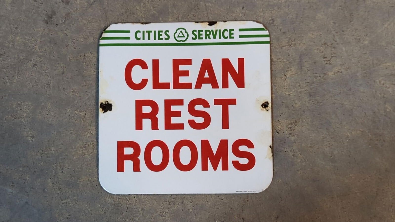 Porcelain Cities Service Clean Rest Rooms Sign (1 of 5)