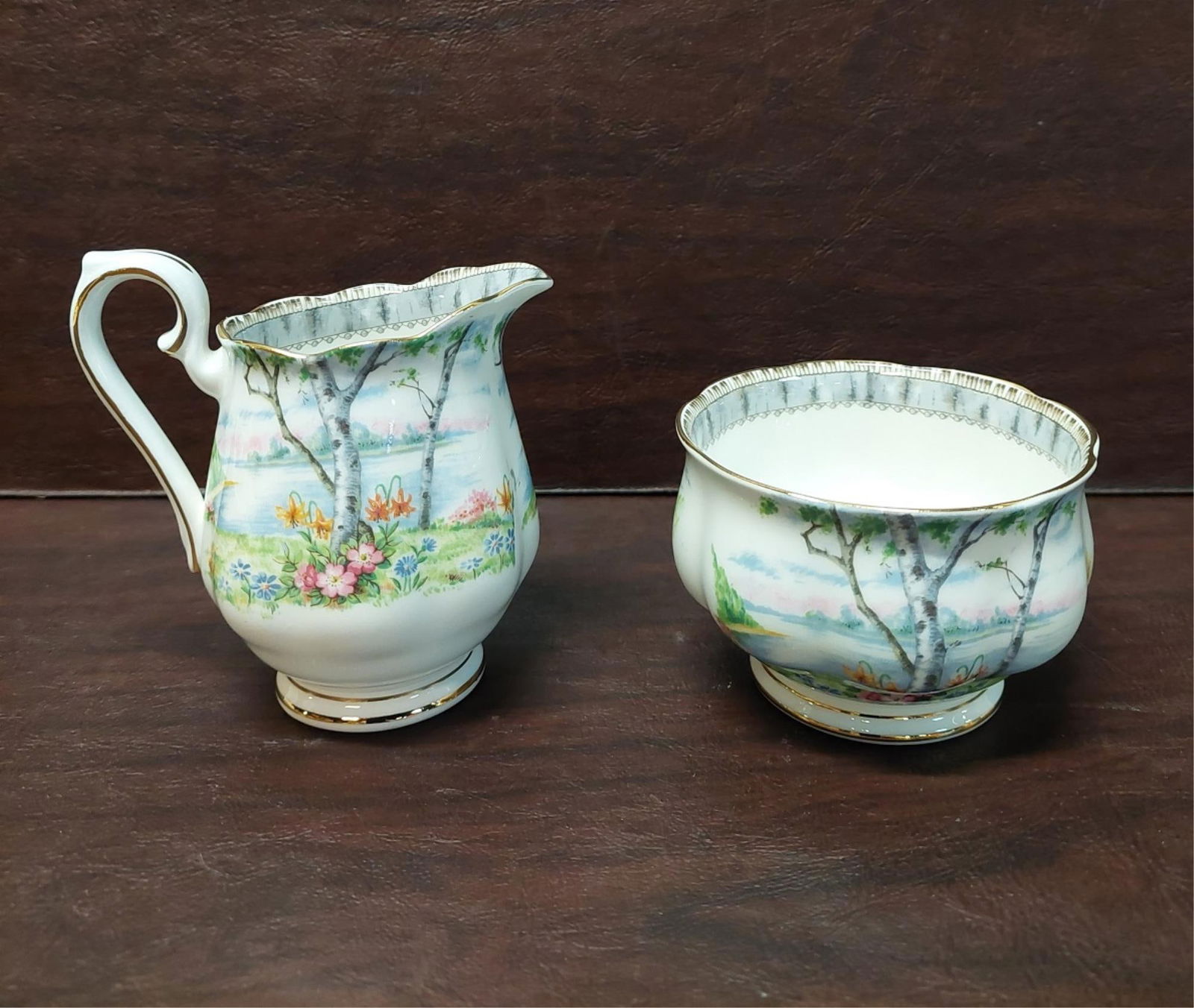 Royal Albert Silver Birch sugar & creamer (1 of 1)