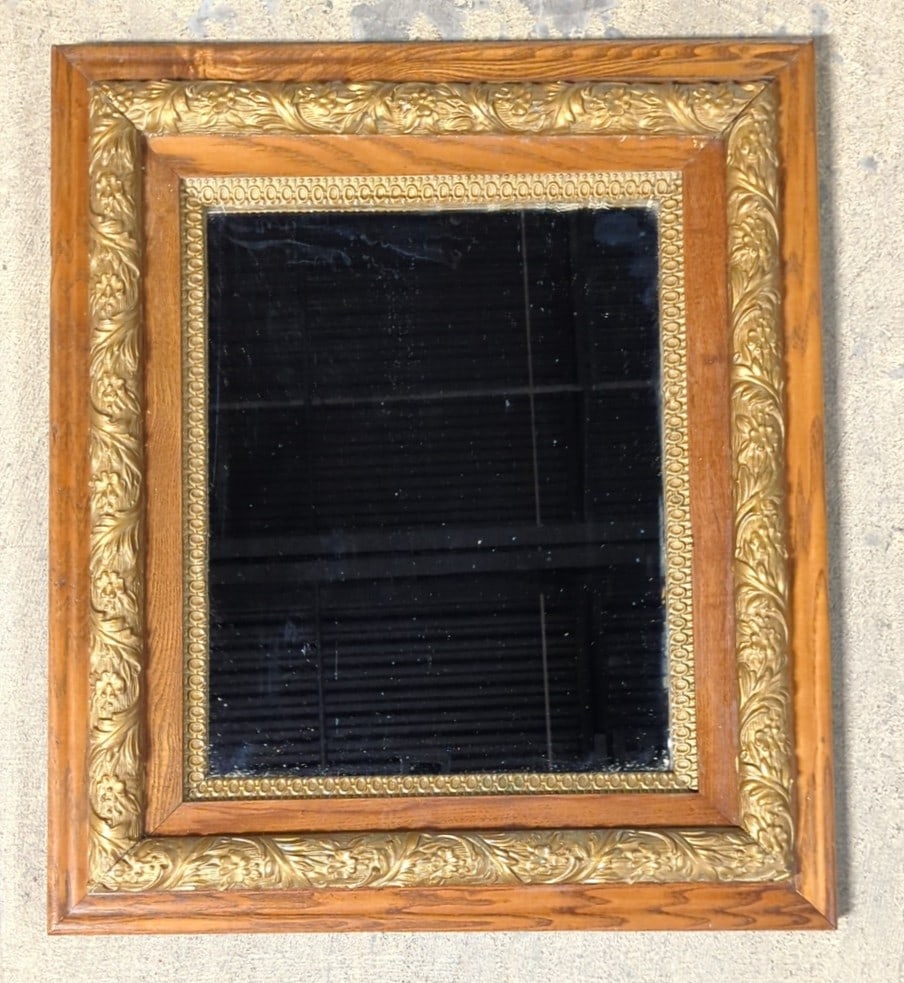 Antique Mirror Double Oak Frame