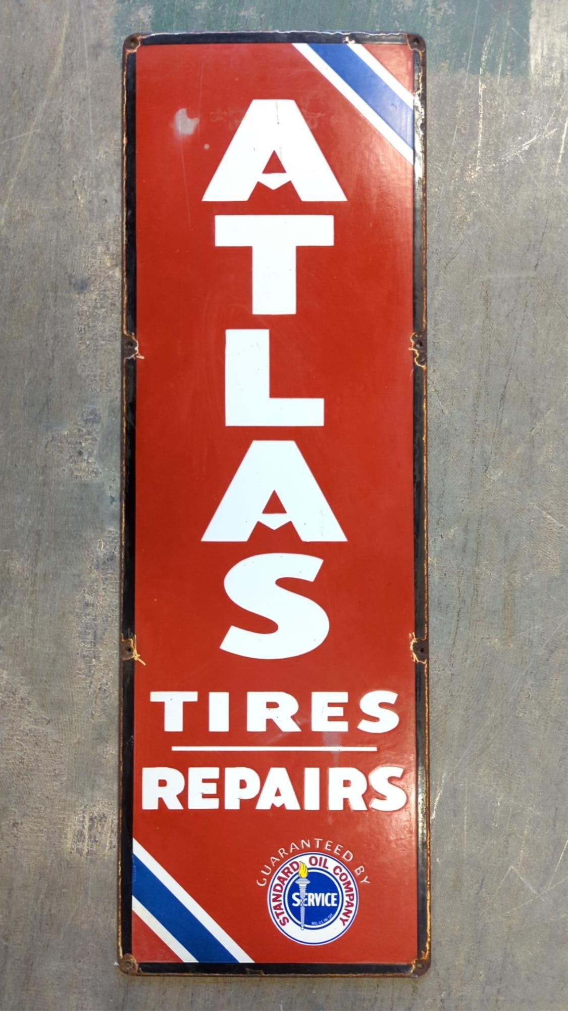 Porcelain Atlas Tires single sided sign (1 of 4)