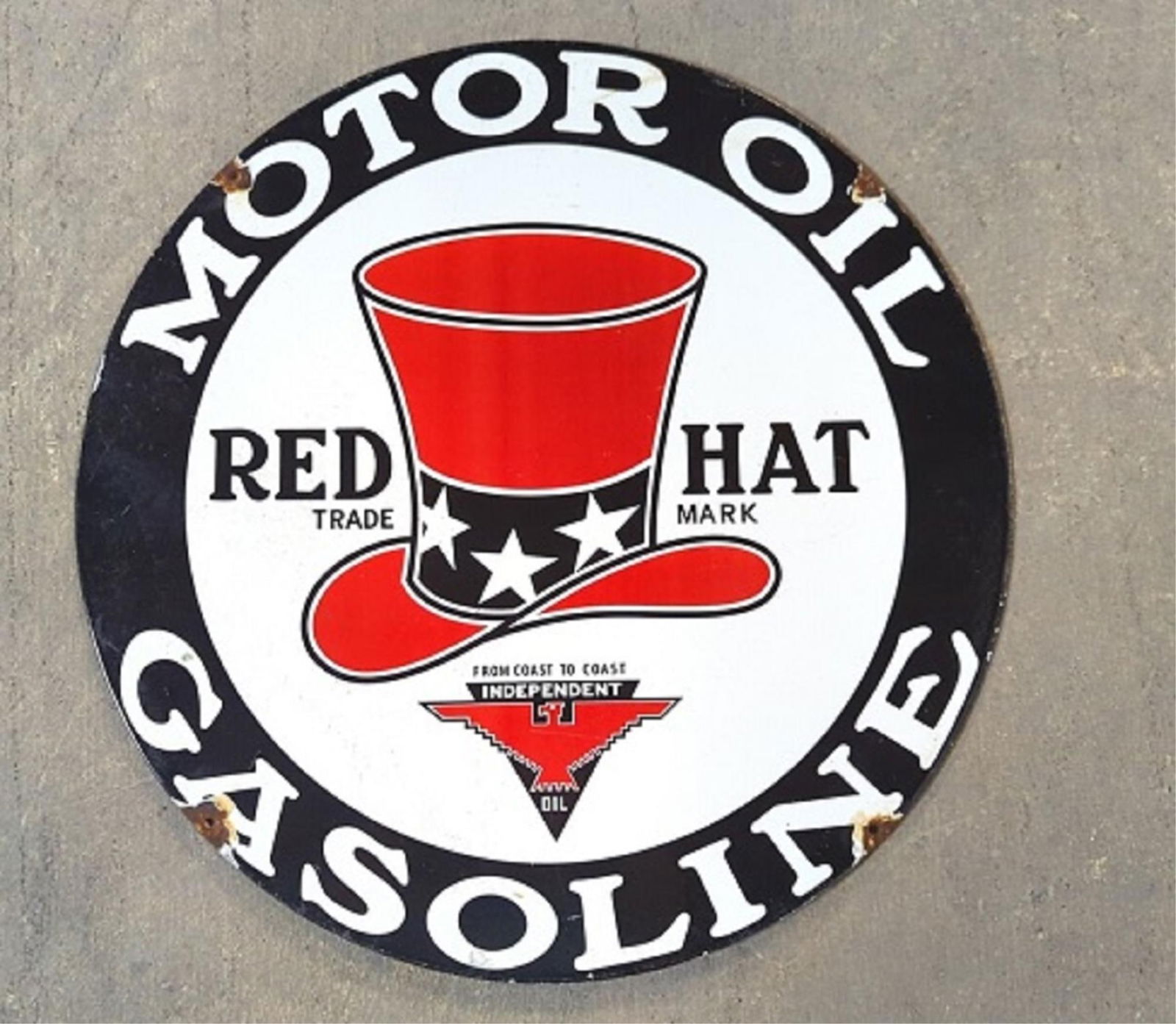 24" Red Hat Motor oil and gasoline sign (1 of 6)
